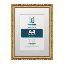 Louis Range Gold Picture, Photo & Poster Frame with White Mount - A3 Frame for A4 Photo, Gold