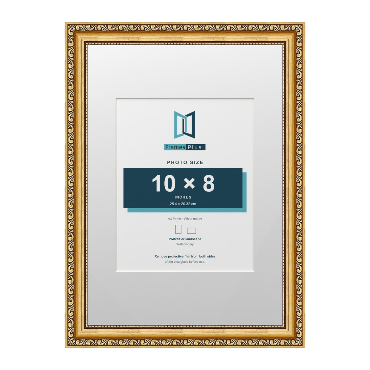 Louis Range Gold Picture, Photo & Poster Frame with White Mount - A3 Frame for 10x8" Photo, Gold
