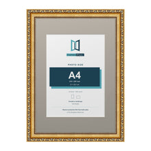 Louis Range Gold Picture, Photo & Poster Frame with Dawn Grey Mount - A3 Frame for A4 Photo, Gold