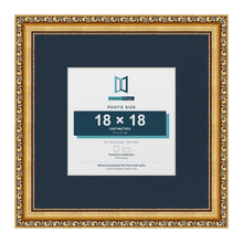 Louis Range Gold Picture, Photo & Poster Frame with Pacific Blue Mount - 30x30cm Frame for 18x18cm Photo, Gold