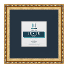 Louis Range Gold Picture, Photo & Poster Frame with Pacific Blue Mount - 30x30cm Frame for 15x15cm Photo, Gold