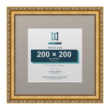 Louis Range Gold Picture, Photo & Poster Frame with Dawn Grey Mount - 30x30cm Frame for 20x20cm Photo, Gold