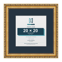 Louis Range Gold Picture, Photo & Poster Frame with Pacific Blue Mount - 30x30cm Frame for 20x20cm Photo, Gold