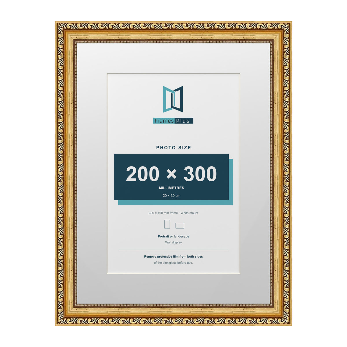 Louis Range Gold Picture, Photo & Poster Frame with White Mount - 40x30cm Frame for 30x20cm Photo, Gold