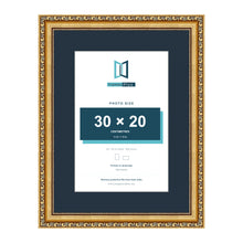 Louis Range Gold Picture, Photo & Poster Frame with Pacific Blue Mount - 40x30cm Frame for 30x20cm Photo, Gold