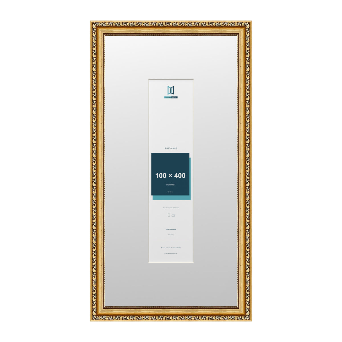 Louis Range Gold Picture, Photo & Poster Frame with White Mount - 60x30cm Frame for 40x10cm Photo, Gold