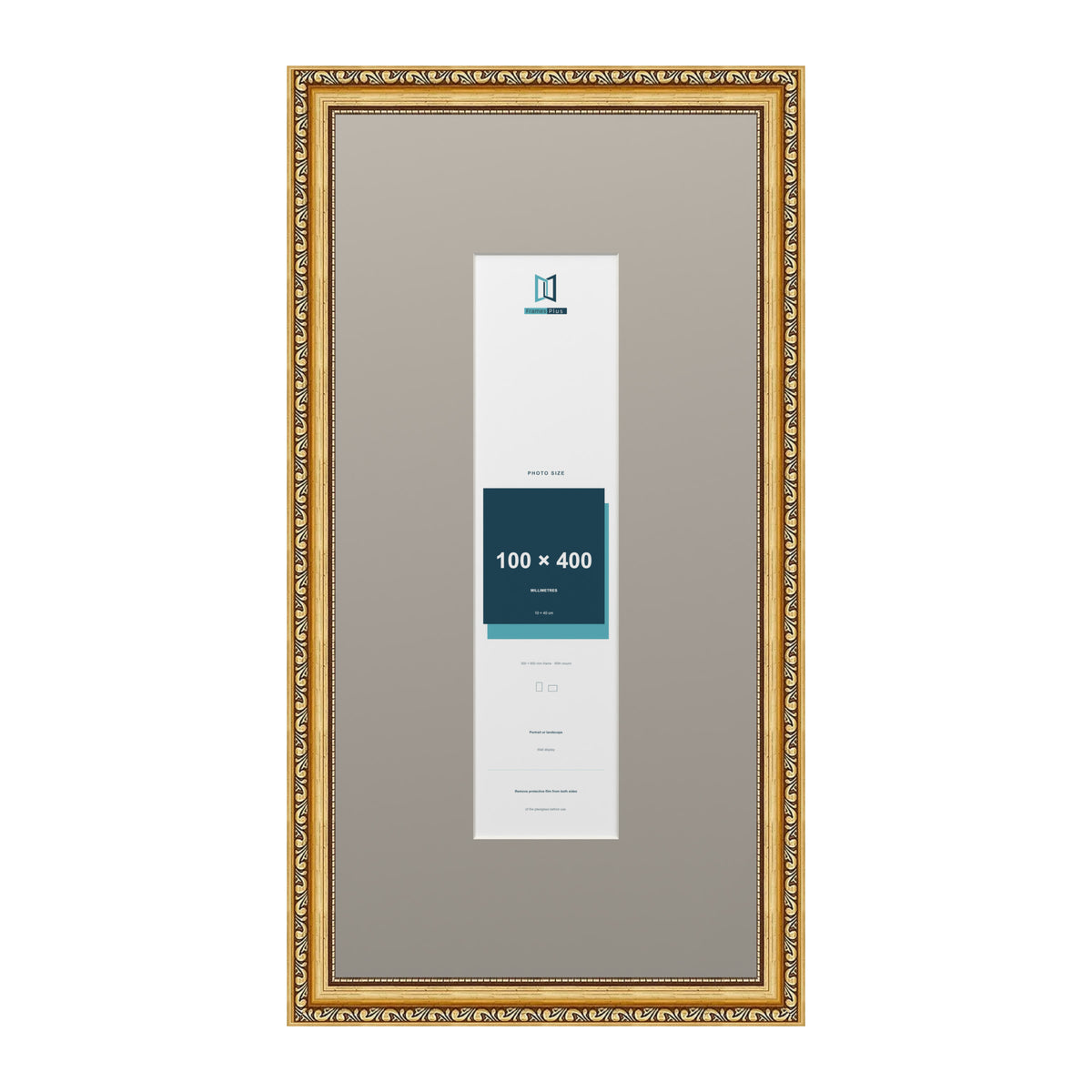 Louis Range Gold Picture, Photo & Poster Frame with Dawn Grey Mount - 60x30cm Frame for 40x10cm Photo, Gold