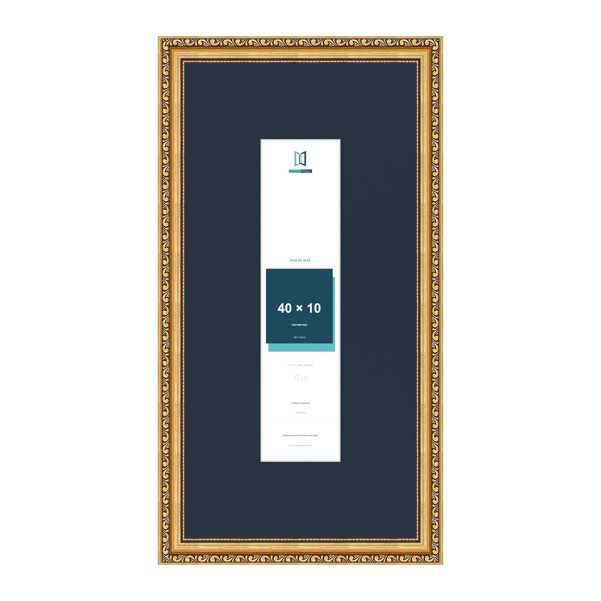 Louis Range Gold Picture, Photo & Poster Frame with Pacific Blue Mount - 60x30cm Frame for 40x10cm Photo, Gold