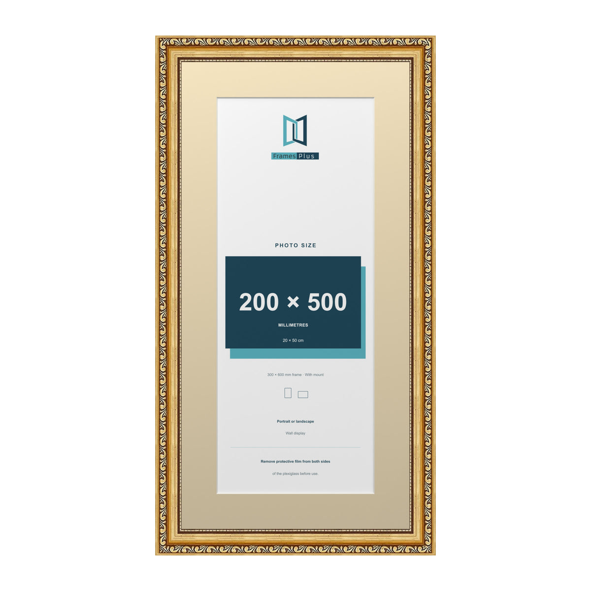 Louis Range Gold Picture, Photo & Poster Frame with Ivory Mount - 60x30cm Frame for 50x20cm Photo, Gold