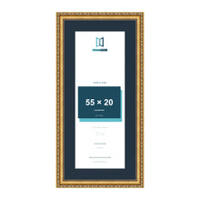 Louis Range Gold Picture, Photo & Poster Frame with Pacific Blue Mount - 65x30cm Frame for 55x20cm Photo, Gold