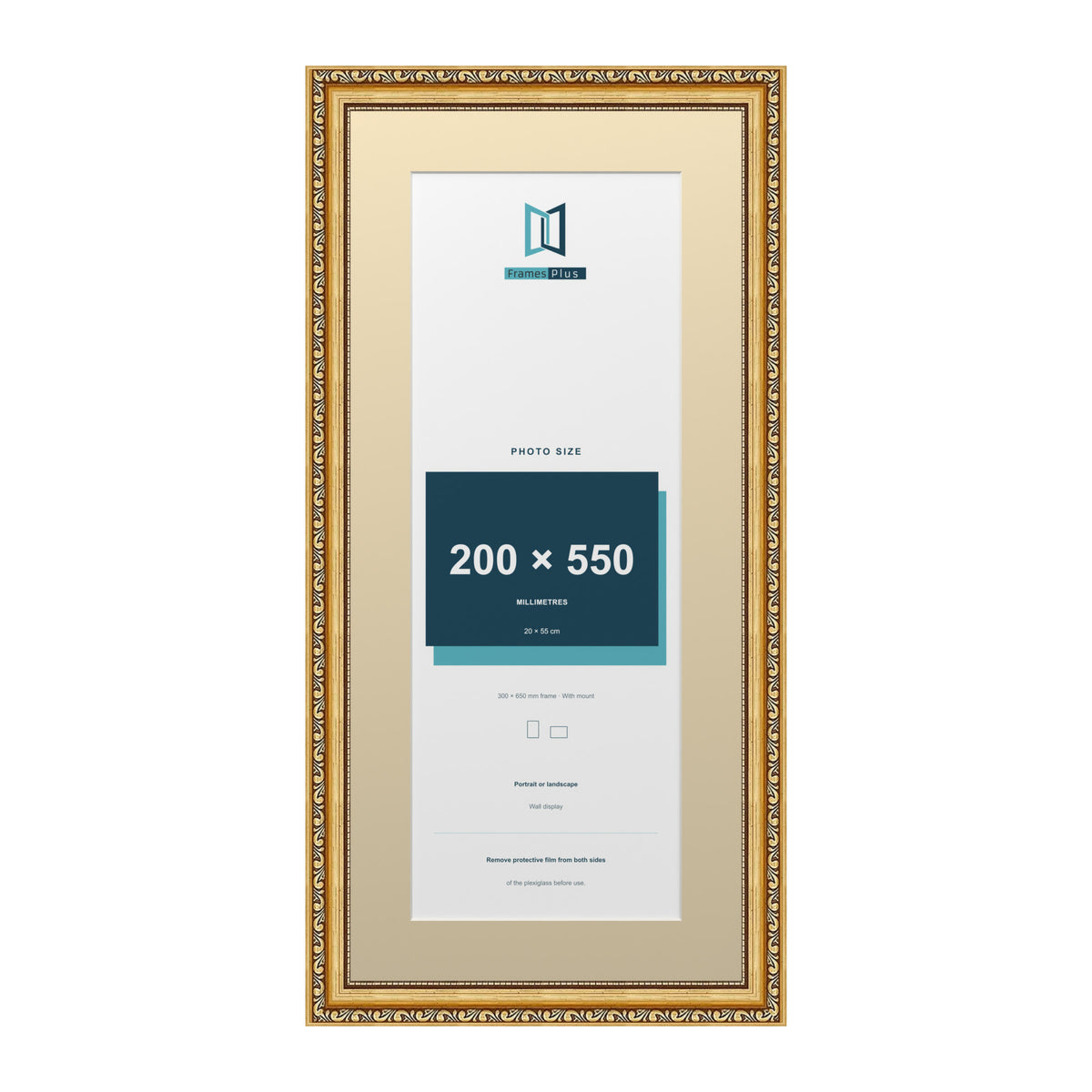 Louis Range Gold Picture, Photo & Poster Frame with Ivory Mount - 65x30cm Frame for 55x20cm Photo, Gold
