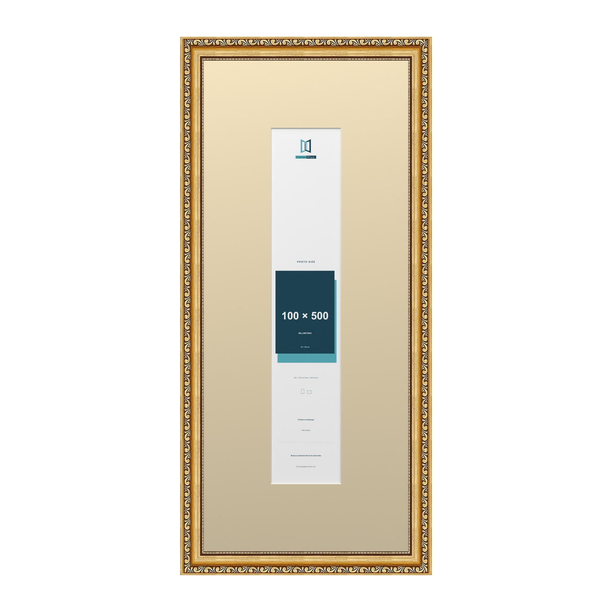 Louis Range Gold Picture, Photo & Poster Frame with Ivory Mount - 70x30cm Frame for 50x10cm Photo, Gold