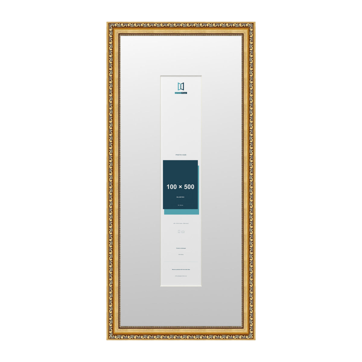 Louis Range Gold Picture, Photo & Poster Frame with White Mount - 70x30cm Frame for 50x10cm Photo, Gold