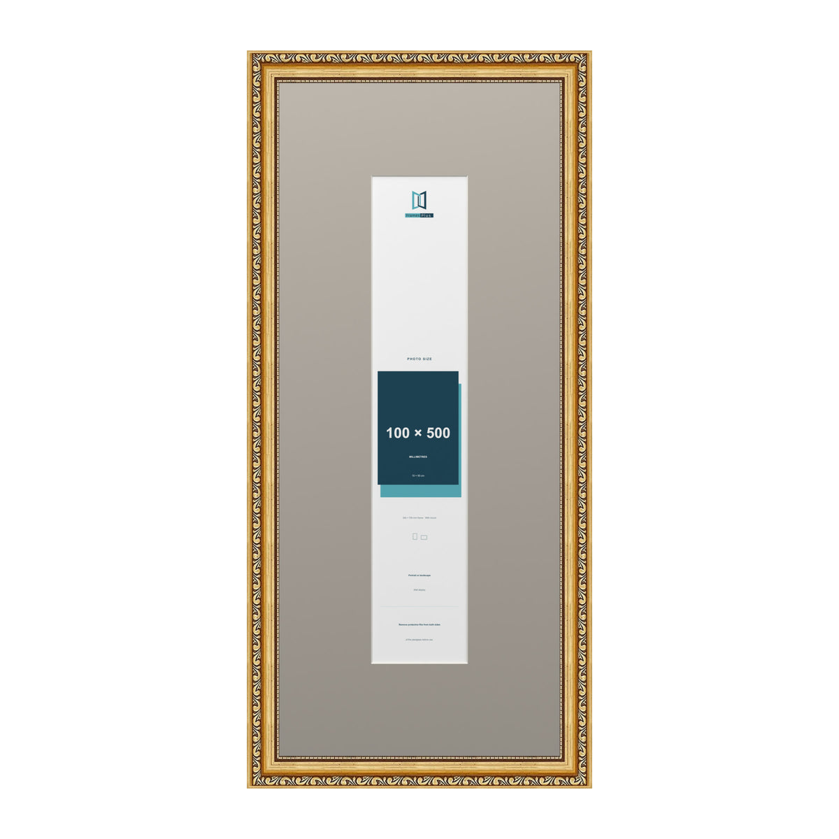 Louis Range Gold Picture, Photo & Poster Frame with Dawn Grey Mount - 70x30cm Frame for 50x10cm Photo, Gold