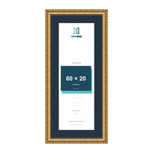 Louis Range Gold Picture, Photo & Poster Frame with Pacific Blue Mount - 70x30cm Frame for 60x20cm Photo, Gold