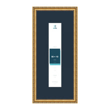 Louis Range Gold Picture, Photo & Poster Frame with Pacific Blue Mount - 70x30cm Frame for 50x10cm Photo, Gold