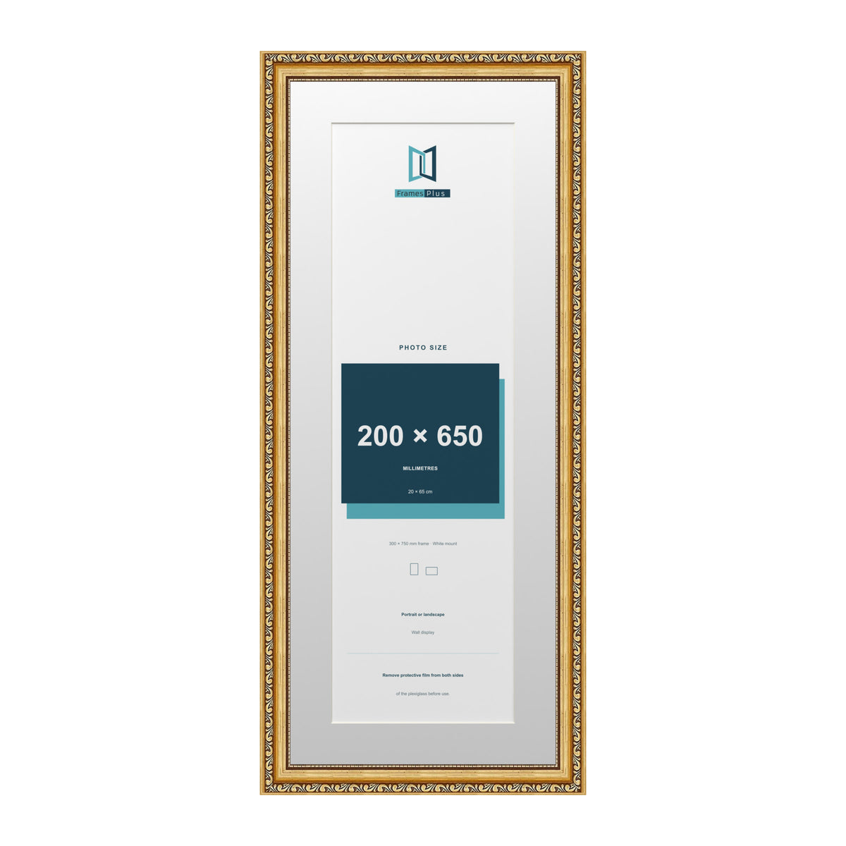 Louis Range Gold Picture, Photo & Poster Frame with White Mount - 75x30cm Frame for 65x20cm Photo, Gold