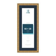 Louis Range Gold Picture, Photo & Poster Frame with Pacific Blue Mount - 75x30cm Frame for 65x20cm Photo, Gold