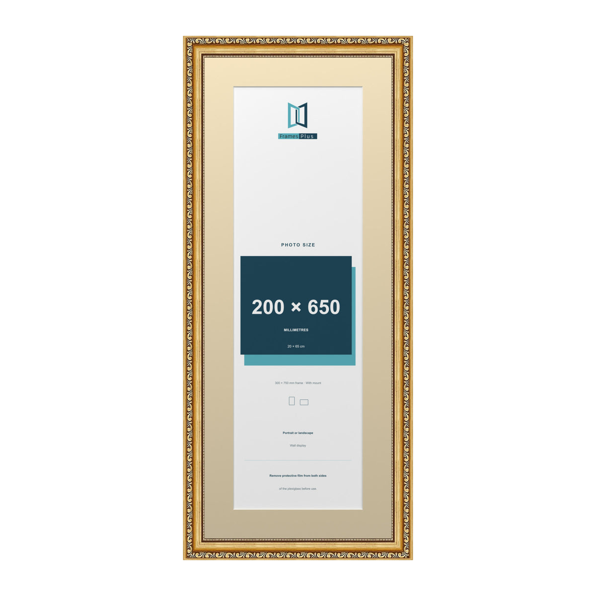 Louis Range Gold Picture, Photo & Poster Frame with Ivory Mount - 75x30cm Frame for 65x20cm Photo, Gold