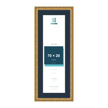 Louis Range Gold Picture, Photo & Poster Frame with Pacific Blue Mount - 80x30cm Frame for 70x20cm Photo, Gold