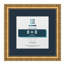 Louis Range Gold Picture, Photo & Poster Frame with Pacific Blue Mount - 12x12" Frame for 8x8" Photo, Gold