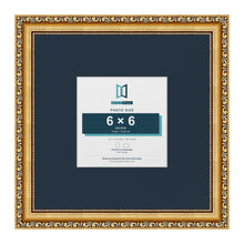 Louis Range Gold Picture, Photo & Poster Frame with Pacific Blue Mount - 12x12" Frame for 6x6" Photo, Gold