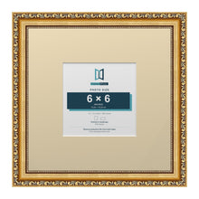 Louis Range Gold Picture, Photo & Poster Frame with Ivory Mount - 12x12" Frame for 6x6" Photo, Gold
