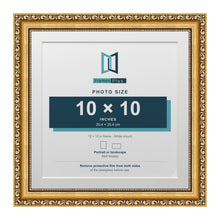 Louis Range Gold Picture, Photo & Poster Frame with White Mount - 12x12" Frame for 10x10" Photo, Gold