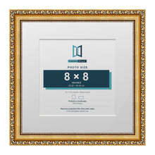 Louis Range Gold Picture, Photo & Poster Frame with White Mount - 12x12" Frame for 8x8" Photo, Gold
