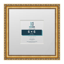 Louis Range Gold Picture, Photo & Poster Frame with White Mount - 12x12" Frame for 6x6" Photo, Gold