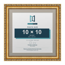 Louis Range Gold Picture, Photo & Poster Frame with Dawn Grey Mount - 12x12" Frame for 10x10" Photo, Gold
