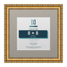 Louis Range Gold Picture, Photo & Poster Frame with Dawn Grey Mount - 12x12" Frame for 8x8" Photo, Gold