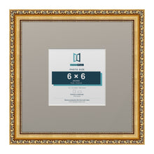 Louis Range Gold Picture, Photo & Poster Frame with Dawn Grey Mount - 12x12" Frame for 6x6" Photo, Gold