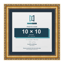 Louis Range Gold Picture, Photo & Poster Frame with Pacific Blue Mount - 12x12" Frame for 10x10" Photo, Gold