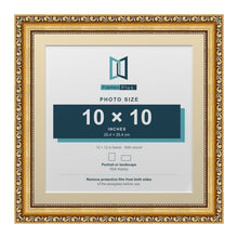 Louis Range Gold Picture, Photo & Poster Frame with Ivory Mount - 12x12" Frame for 10x10" Photo, Gold
