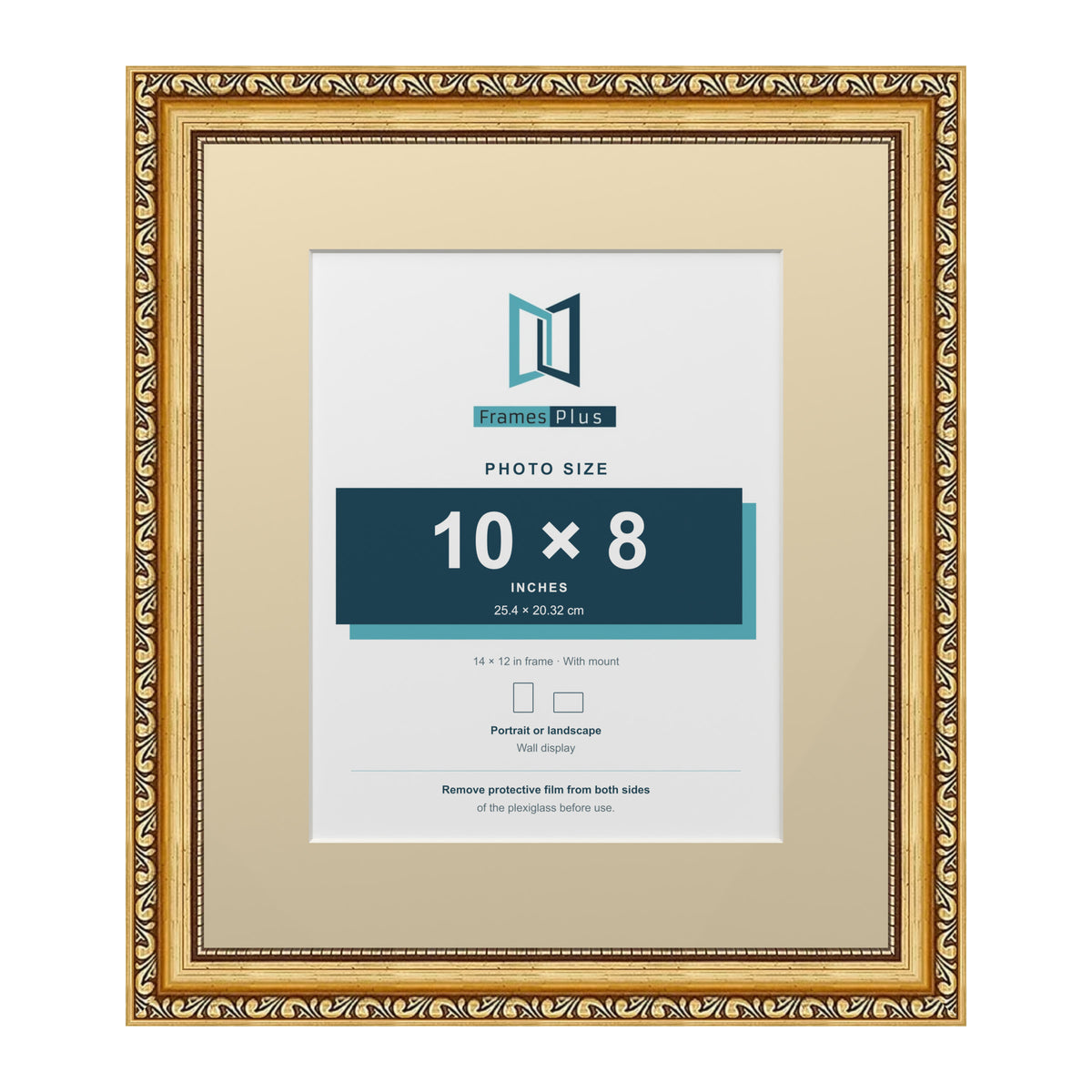 Louis Range Gold Picture, Photo & Poster Frame with Ivory Mount - 14x12" Frame for 10x8" Photo, Gold