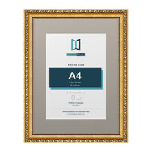 Louis Range Gold Picture, Photo & Poster Frame with Dawn Grey Mount - 16x12" Frame for A4 Photo, Gold