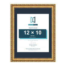 Louis Range Gold Picture, Photo & Poster Frame with Pacific Blue Mount - 16x12" Frame for 12x10" Photo, Gold