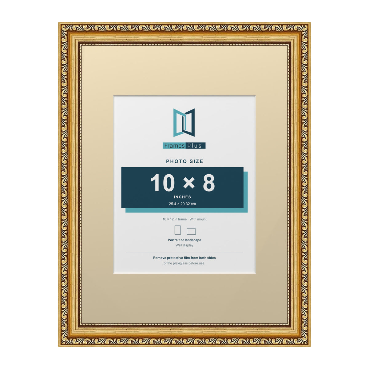 Louis Range Gold Picture, Photo & Poster Frame with Ivory Mount - 16x12" Frame for 10x8" Photo, Gold