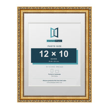 Louis Range Gold Picture, Photo & Poster Frame with White Mount - 16x12" Frame for 12x10" Photo, Gold