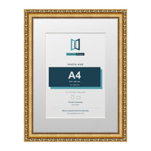 Louis Range Gold Picture, Photo & Poster Frame with White Mount - 16x12" Frame for A4 Photo, Gold