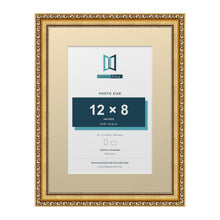 Louis Range Gold Picture, Photo & Poster Frame with Ivory Mount - 16x12" Frame for 12x8" Photo, Gold