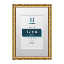 Louis Range Gold Picture, Photo & Poster Frame with White Mount - 18x12" Frame for 12x8" Photo, Gold