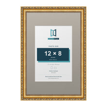Louis Range Gold Picture, Photo & Poster Frame with Dawn Grey Mount - 18x12" Frame for 12x8" Photo, Gold