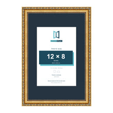 Louis Range Gold Picture, Photo & Poster Frame with Pacific Blue Mount - 18x12" Frame for 12x8" Photo, Gold