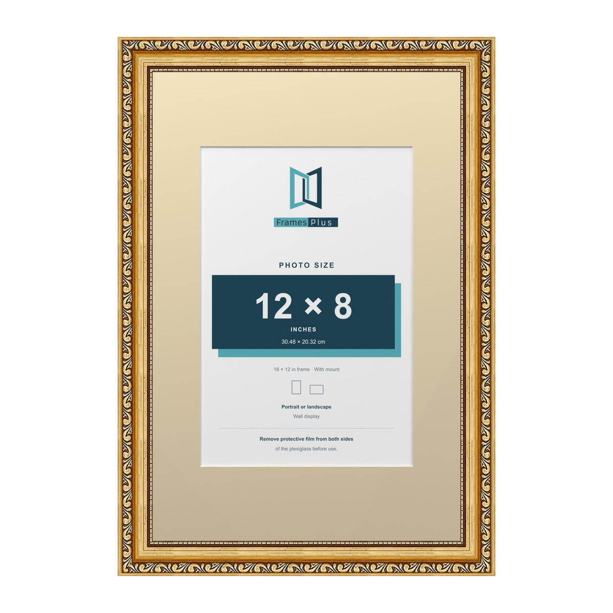 Louis Range Gold Picture, Photo & Poster Frame with Ivory Mount - 18x12" Frame for 12x8" Photo, Gold