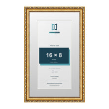 Louis Range Gold Picture, Photo & Poster Frame with White Mount - 20x12" Frame for 16x8" Photo, Gold