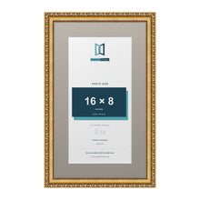 Louis Range Gold Picture, Photo & Poster Frame with Dawn Grey Mount - 20x12" Frame for 16x8" Photo, Gold