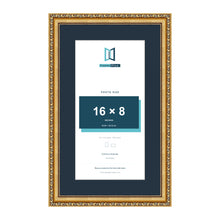 Louis Range Gold Picture, Photo & Poster Frame with Pacific Blue Mount - 20x12" Frame for 16x8" Photo, Gold