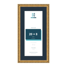 Louis Range Gold Picture, Photo & Poster Frame with Pacific Blue Mount - 24x12" Frame for 20x8" Photo, Gold